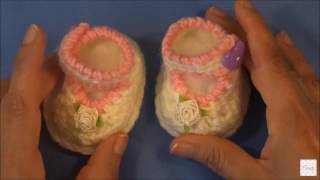 Zapatitos para bebes de 03 mesesNewborn baby crochet shoes [upl. by Sindee]