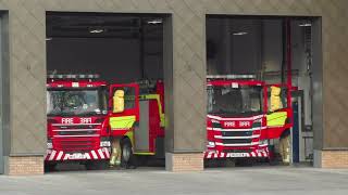 Cheshire FRS  Crewe Fire Station Double Appliance Turnout [upl. by Sergei]