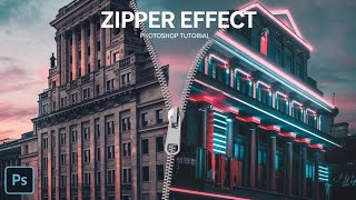 Zipper Effect  Photo editing Tutorial  Photoshop [upl. by Gmur]