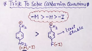 Trick to solve Carbanion Questions easily Part2 Carbanion stability  General organic chemistry [upl. by Sunderland549]