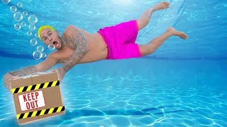 Mystery Box FOUND In SWIMMING POOL Unboxing Mystery Box Underwater [upl. by Akselav]