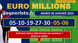 EUROMILLIONS COMBINAISON GAGNANTE MARDI 30 JANVIER 2024 [upl. by Enahs]