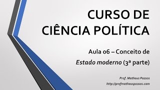 Curso de Ciência Política — Aula 06 — Conceito de Estado Moderno 3ª parte [upl. by Eenyaj708]