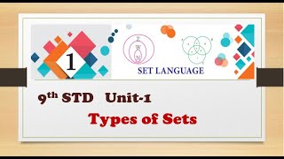 9th STD MATHS  UNIT1 Types of SetsSET LANGUAGE Tamil amp English MediumShanthiMathsr2t [upl. by Ahsratal28]