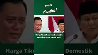 Harga Tiket Pesawat Domestik Periode Antara Turun 10 tiketpesawat ahy agusharimurtiyudhoyono [upl. by Oriel]