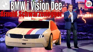 Arnold Schwarzenegger With BMW i Vision Dee at CES 2023 [upl. by Akimet670]