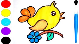 Cute Bird Drawing Tutorial  How To Draw A Cute Bird  Bird Drawing Easy For Kids [upl. by Tem]