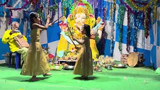 Kolaatam by Jhanu and Mahi  Dhandiya  dance  Ganesh Chaturthi special  Chodaga dhandiya [upl. by Meghann221]