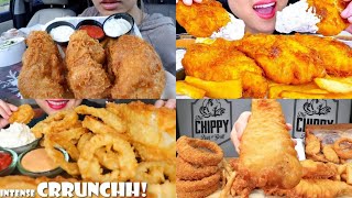 ASMR Fish n chips Mukbang Compilation  Fast Food Asmr  Satisfying eating sounds [upl. by Asyen493]