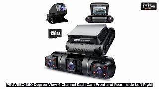 PRUVEEO 360 Degree View 4 Channel Dash Cam Front and Rear Inside Left Right Dash Camera for Cars [upl. by Ettenwahs]