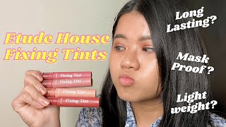 Etude Fixing Tint  Review Swatches and Comparison for Shades 04 06 07 08 [upl. by Welles943]