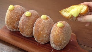 노오븐 입이 호강하는폭신한 커스터드 도넛 만들기  최강비율 커스터드 크림 만들기  Vanilla Custard Donuts Recipe [upl. by Sergei]