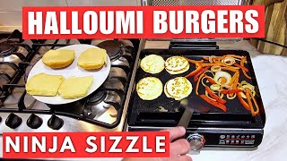 Halloumi Burgers On The Ninja SIZZLE cooking recipe howto [upl. by Ttimme]