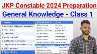 JKP Constable 2024 Classes ✅ General Knowledge  Day 1 🔥 Important appointment 2024 jkp jkssb [upl. by Kerstin]