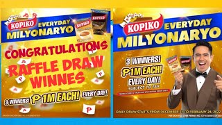 KOPIKO EVERYDAY MILYONARYO RAFFLE DRAW WINNES  JANUARY 06 2022  KOPIKO PHILIPPINES  Eat Bulaga [upl. by Ellerahs795]