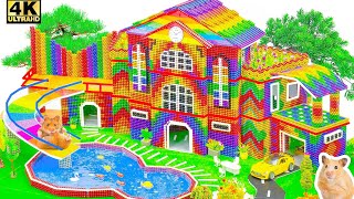 DIY  Build Manor House Has Water Slide Swimming Pool amp Car Garage From Magnetic Balls [upl. by Heilman790]