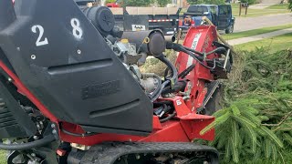 Pine Tree Goes Down in Neighborhood Husqvarna and Barreto Stump Grinder for the Win [upl. by Hullda]