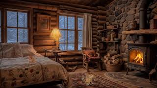 Deep Sleep Amidst a Serene Snowstorm Cozy Winter Hut with Gentle Snowfall Howling Wind amp Fireplace [upl. by Lance]