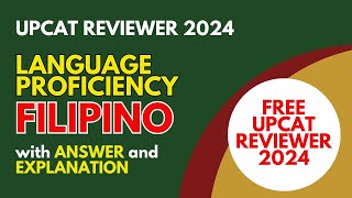 Free UPCAT 2024 Reviewer with Answer and Explanation in Language Proficiency Filipino examreviewph [upl. by Eeramit]