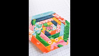 Make a Scrappy Log Cabin Hexagon Quilt Block [upl. by Annoirb]