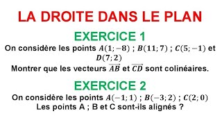 vecteurs colinéaires avec le déterminant tronc commun exercices 1 et 2 [upl. by Notxap]