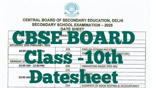 DATE SHEET OF CLASS 10 CBSE BOARD 202425 cbse cbseboard cbseclass10 class10 datesheet [upl. by Yborian]