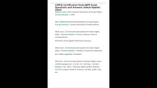 CIPP E Certification from IAPP Exam Questions and Answers latest Update 2024 [upl. by Ecirtram]