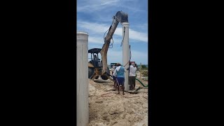 Proceso Construcción Sistema Cimentación Pilotes en la Playa Sancrisanto Yucatán [upl. by Seidnac]