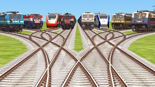 8×Railworks Train Crossings In Railroads Corss By Curved Grandient 3D  vande bharat express [upl. by Annwahsal]