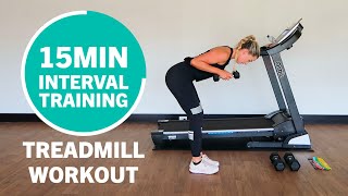 15 Minute Interval Training Treadmill Workout  Cardio amp Strength to Burn Fat and Tone Up [upl. by Assenav907]