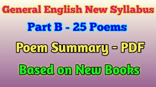 Poem Summary TNPSC General English New Syllabus Poems😍 25 Poems Summary PDF💯 General English Poems👍 [upl. by Schell]