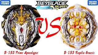 Super Batlle Prime APOCALYPSE vs REGALIA Genesis Beyblade Burst Gachi Gt Takara Tomy [upl. by Thorwald]