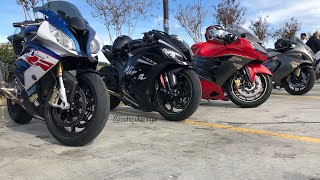 Turbo Hayabusa vs BMW S1000RR vs Kawasaki ZX10RR  Part 2 [upl. by Perusse]