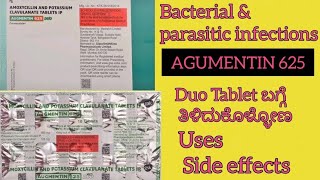 Agumentin 625 Duo Tablet information in kannada Uses side effects lungsinfection urinarytract [upl. by Terry]