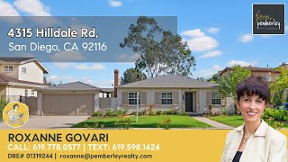 JUST LISTED  4315 Hilldale Rd San Diego CA 92116 [upl. by Acherman726]