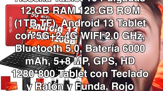 Reseña de la tablet 10 pulgadas 12 gb ram 128 gb rom 1tb tf  android 13  con teclado y ratón  y [upl. by Willyt]