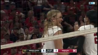 Merritt Beason Tip Shot Cross Court Shot Nebraska Husker Volleyball 91424 Wichita State huskers [upl. by Yremrej]