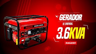 Gerador de Energia a Gasolina 36 KVA Monofásico 110v220v 7hp  Nagano [upl. by Alcina280]