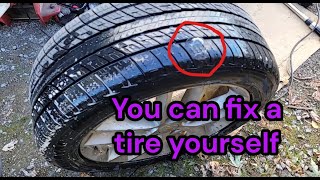 How to plug a nail hole in a tire tirerepair howto tire fix plug [upl. by Assilev]