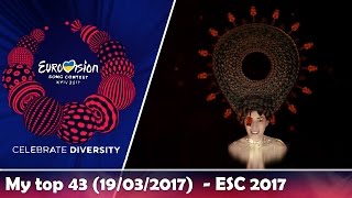 ESC 2017  My top 43 Before the show190317  Eurovision [upl. by Cartie]