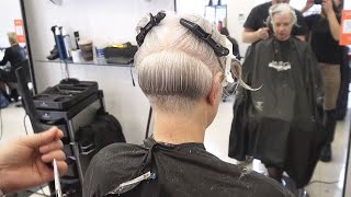 ANTI AGE HAIRCUT  SHORT UNDERCUT PIXIE BOB FOR GRAY HAIR [upl. by Nehgaem]