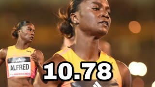 Julien Alfred Runs Super PBWL Krystal Sloley LIFETIME BEST 100m  Racers Grand Prix 2024 jamaica [upl. by Nitas]