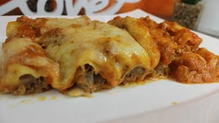 Nudelauflauf Cannelloni gefüllt mit Hackfleisch schnelles leckeres Ofenrezept rezept [upl. by Ellehciram]