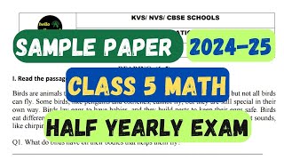 CLASS 5 MATH HALF YEARLY QUESTION PAPER 2024 kvclasses class5math class5 halfyearlyquestionpaper [upl. by Norford465]