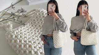 CROCHET TOTE BAG TUTORIAL  aesthetic crochet bag  how to crochet a tote bag with chunky yarn [upl. by Ithnan]