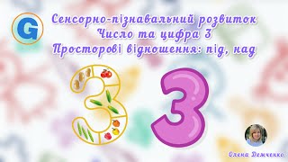 Математика Число та цифра 3 Просторові відношення під над зроблено на дошці Gynzy [upl. by Naraj]