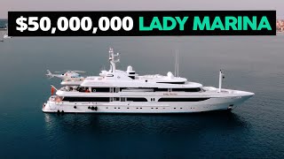 LADY MARINA  Stunning 50 Million Superyacht [upl. by Annaiviv]