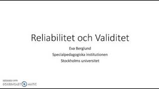 Reliabilitet och validitet [upl. by Burnside]