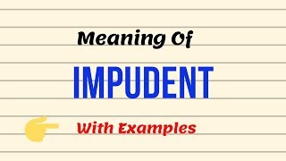 Meaning Of Impudent  Synonyms Antonyms  Examples  Adjective Adverb  UrduHindi [upl. by Calvina]