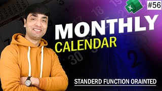 Monthly Calendar in Excel  Standard function Oriented [upl. by Tisha]